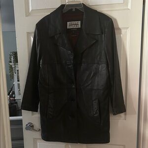 Vintage Pelle Studio Black Button-Front Leather Jacket